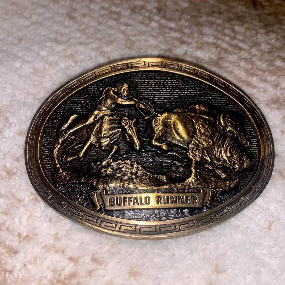 Buffalo Runner signed Brass Buckle